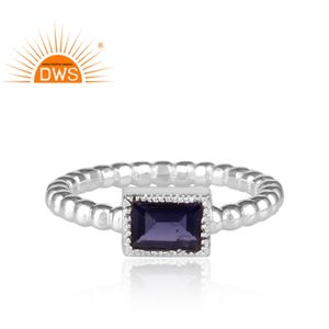 Anillo de declaración de piedras preciosas de iolita Natural de plata de ley fina de la mejor calidad, joyería de diseño personalizado para mujer, regalo para ella - Product Image 3
