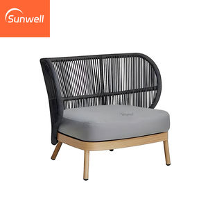 Ensemble <span class=keywords><strong>de</strong></span> canapés d'extérieur portables modernes en bois <span class=keywords><strong>de</strong></span> teck massif et corde tressée pour <span class=keywords><strong>jardin</strong></span>, patio, balcon, parc, hôtel, <span class=keywords><strong>salon</strong></span>, cour - Product Image 5