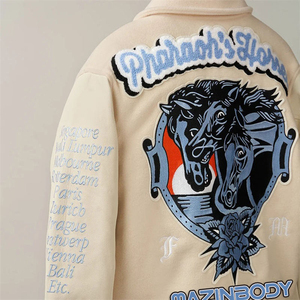 Chaqueta Universitaria de Béisbol para Hombre, Estilo Letterman, de Algodón 100%, Manga Corta, Estampada, para Verano, en Oferta - Product Image 3