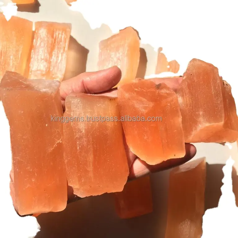 En çok satan toptan doğal kristal turuncu SELENITE işlenmemiş taş REIKI şifa meditasyon turuncu SELENITE ham eskitme
