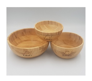 Événement promotionnel bols ronds en bois de bambou/bol en bois avec couvercle cuillère pour ensemble de table à dîner bol à mélanger vaisselle - Product Image 4