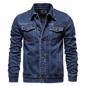 Veste en jean pour homme de haute qualité 2025, bleu uni, en laine, lavable, avec col en fourrure, veste en jean slim pour homme, col en fourrure - Product Image 6