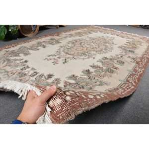 Classique Beige marron 6x9 pieds laine Vintage turc tapis plat tissage Patchwork motif pour salon décor Latex soutenu - Product Image 5
