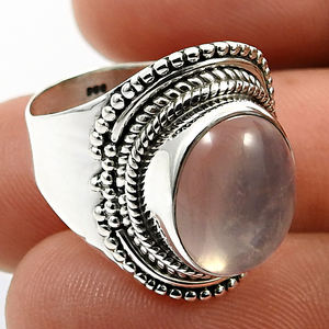 Piedra preciosa de cuarzo rosa natural Anillo de forma ovalada de Plata de Ley 925 Joyería hecha a mano Precio al por mayor Proveedores a granel Hecho EN LA India - Product Image 4