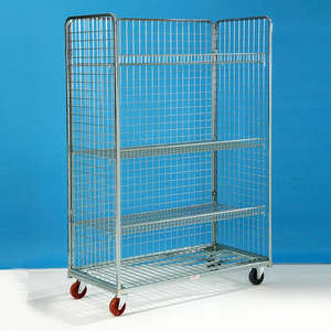 Conteneur à roulettes en maille 1200x600x1800h, grille 50x50, 3 parois (2 fixes + 2 roues pivotantes), 106x40, en acier au carbone et PP, rectangulaire - Product Image 1