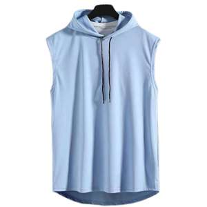 Hombres gimnasio entrenamiento Fitness músculo sudadera sin mangas cuello redondo Color sólido transpirable mejor para verano camiseta - Product Image 2