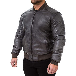Chaqueta Bomber de cuero genuino 100% de calidad superior para hombre, chaqueta de cuero de piel de cordero personalizada de gran tamaño para la venta, servicio OEM - Product Image 3