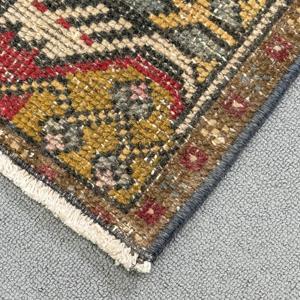 1.6x3.2 ft Turkish Small Rug, <b>Red</b> Yellow Vintage Floral <b>Wool</b> Rug - Product Image 4