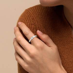 Bague ouverte avec perle et topaze blanche plaquée or rose Bague pour femme Cadeau d'anniversaire Bijoux en topaze blanche en argent sterling 925 - Product Image 2