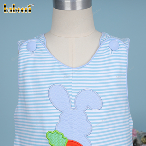 Customizable <b>Blue</b> Horizontal Stripes & Rabbit Appliqued Boy's Luxury Longall Summer OEM ODM Children's Full Luxury-BB3440 - Product Image 3