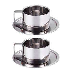 Custom Logo Wholesale 304 Stainless Steel <b>Coffee</b> Cup with Saucer and Spoon Creative Mug Milk Cup 3pcs <b>Set</b> Milk Tea Mug - Product Image 3