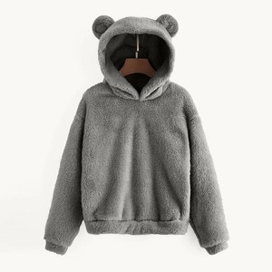 Sweats à capuche pour femmes Pull à manches longues en molleton Sweat-shirt à capuche chaud en forme d'ours Pull à capuche floue - Product Image 1