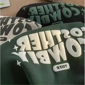 Nouvelle conception 2026, vente en gros, impression puff, surdimensionné, coupe courte, couleur unie, sweat-shirts pour hommes 100% coton - Product Image 6
