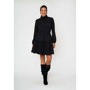 Abito Casual da Donna Leota in Crepe di Poliestere, Linea ad A, Verde Oliva e Nero, Taglie S e XL, Collezione Plus Size, Vita Naturale - Product Image 4