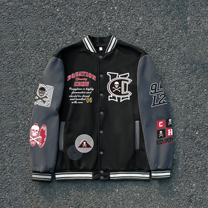 New Customizable Men's Canvas Varsity Bomber <b>Jacket</b> Winter Breathable Patchwork Letterman Baseball Embroidery <b>Patches</b> Front for - Product Image 3