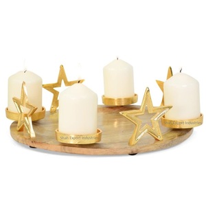 Portavelas de árbol de Navidad plateado de aluminio de alta calidad con Base de madera para decoración del hogar y Navidad - Product Image 4