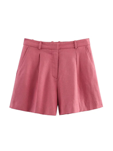 Femmes été lin 2 pièces ensembles 2025 décontracté solide gilets manteaux et shorts femme élégant rue deux costumes vêtements - Product Image 4