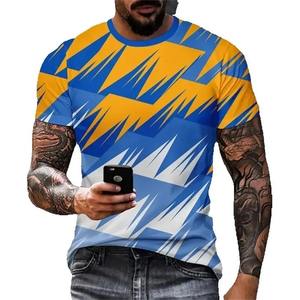 100% algodón estampado patrón nueva tendencia Casual versátil personalidad hombres 3D impreso camiseta moda patrón abstracto redondo - Product Image 4