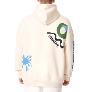 2025 basique blanc sweats à capuche basiques 100% coton mélangé LOGO hommes surdimensionné pull imprimé couleur unie à capuche pour unisexe - Product Image 3