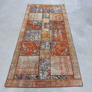Alfombra Vintage de 3.6x7.6 pies, Alfombra Turca, Alfombra Marroquí de Lana Naranja - Product Image 1