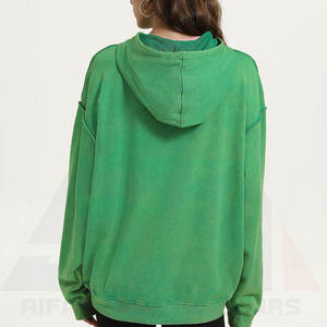 เสื้อฮู้ดผ้าเทอร์รี่ฟอกสีสไตล์ผู้หญิง ขอบยางยืด นุ่มสบาย ใส่ได้ในฤดูหนาว สตรีทแวร์ ดีไซน์ด้านหน้าปรับแต่งได้ เหมาะสำหรับอากาศหนาว - Product Image 4