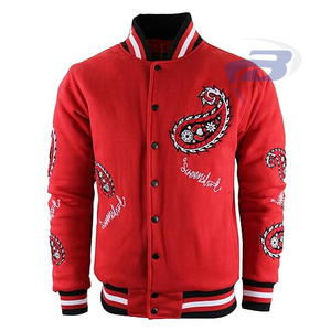 Dernière veste universitaire unisexe d'hiver Hip Hop Anime avec design réversible Logo avant Motif paisley - Product Image 1