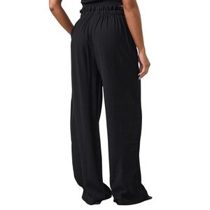 Pantalones Anchos Negros con Cordón para Mujer, Corte Holgado, Casuales, Ligeros, Estilo Moderno - Product Image 2