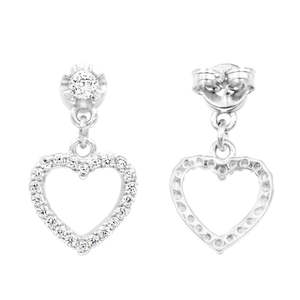 NOVAMART Fine Zarkan Silver Love Heart Drop <b>Studs</b> Fashionable Shaped <b>Earrings</b> Wholesale Export - Product Image 4