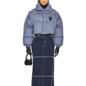 Veste en jean matelassée pour femme, style le plus récent, manches longues, imperméable, respirante, noir, bleu, poches personnalisées OEM, col détachable - Product Image 3