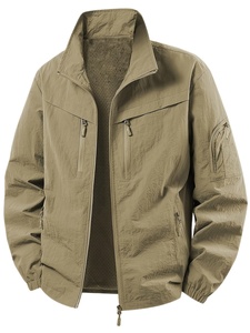 Men's Breathable <b>Lightweight</b> Windbreaker <b>Jacket</b> Stand Collar Zipper Closure Solid Color Casual Outdoor Wear Autumn Season - Product Image 1