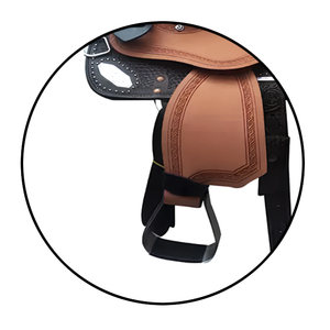 Juego de sillín occidental de tipo inglés hecho a mano, diseño de cuero genuino, incluye pecho sintético para montar a caballo de carreras de barril - Product Image 4