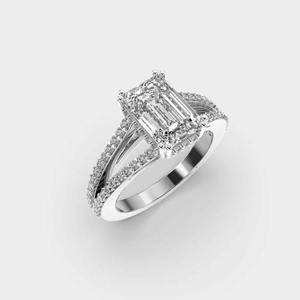 Anillo de Doble Banda con Moissanita de Corte Esmeralda de 2 Quilates, Joyería Fina Elegante y Original, Elaborada con Diamantes Cultivados en Laboratorio de Calidad Premium - Product Image 2