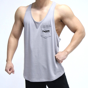 Camisetas sin mangas deportivas de algodón/fibra de bambú transpirables de secado rápido y corte ajustado para hombre, diseño personalizado Twill Sports, chaleco de gimnasio, entrenamiento informal - Product Image 1
