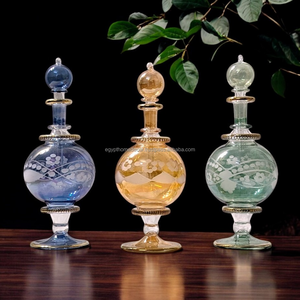 Juego de botellas de perfume de vidrio soplado de lujo de estilo egipcio LW43 grande Piezas decorativas hechas a mano con técnica de chorro en la boca - Product Image 1