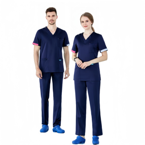 Vente chaude Personnalisable Multicolore Infirmière Uniformes Unisexe Stretch Hôpital Travail Scrubs Chirurgical Gommage Costume En Gros - Product Image 3