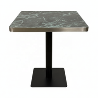 Meubles de restaurant commerciaux de luxe, table à manger carrée en marbre noir, base en métal, petite table de café, bistrot, hôtel
