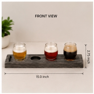 Wooden <b>Beer</b> Flight Tray 15 Inch Reusable Drink Holder Minimalist Design for Bar Accessories - Product Image 3