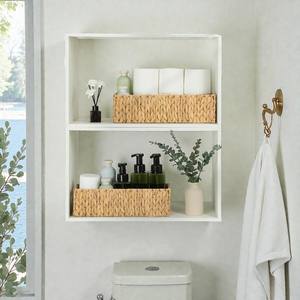 ISLA Juego de 2 Cestas Rectangulares de Jacinto Tejidas a Mano, Contenedores Organizadores de Mimbre con Asas Recortadas para Baño, Cocina, Despensa, Venta al por Mayor - Product Image 1