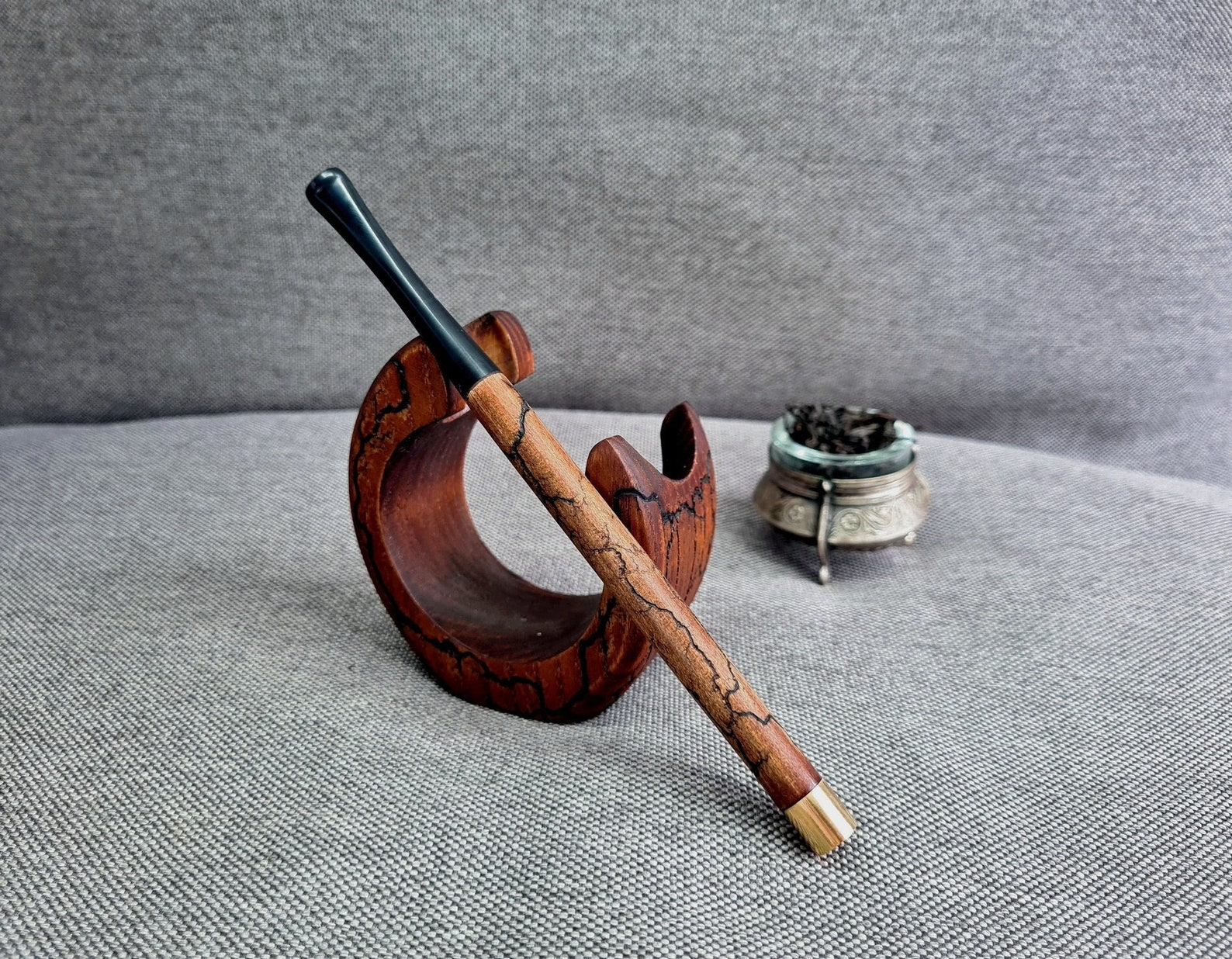 cigarette smoking pipe holder Stand for 6 Pipes,pipe Rack, Pipes Rack ,gift for Smokerspipe Stand Ashtraypersonalizedtobacco Pipes Rack Showcase MUXIANG Black Wooden Tobacco Pipe