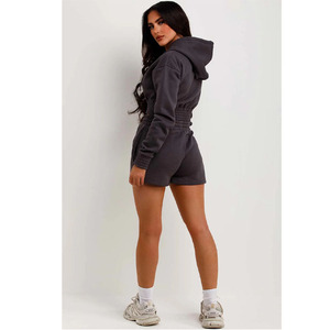 Oversized Drop-Shoulder 2-Piece Set Casual Vintage Hoodie <b>Joggers</b> Pants Lace Solid Pattern Blank Sweatpants <b>Sequined</b> Patches - Product Image 3