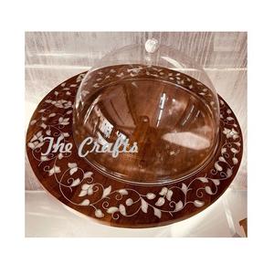Trending Design Superior Quality Customizable Food Serving Platter with Wooden and <b>Glass</b> <b>Domes</b> for Home & Hotel Use - Product Image 4