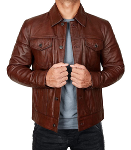 Chaqueta de Cuero de Piel de Cordero Genuina para Hombre, Chaqueta de Cuero de Alta Calidad al Mejor Precio, Chaqueta de Moda Ajustada - Product Image 1