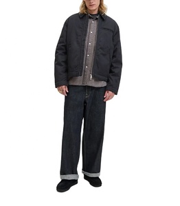Veste en toile épaisse de style streetwear avec logo personnalisé, veste de travail vintage à fermeture éclair en coton pour hommes - Product Image 5