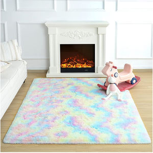 Tapis d'appoint personnalisé en soie et laine Fluffy Masterpiece, à poils de 5-6 mm, tapis de qualité supérieure à motif abstrait, moelleux, pour suite de chambre de luxe pour adolescents - Product Image 1