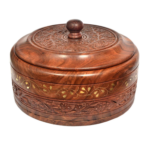 Best stainless steel & wooden hot pot chapati box rice box keeps <b>food</b> <b>warm</b> & fresh casserole cookware home kitchen restaurant - Product Image 2