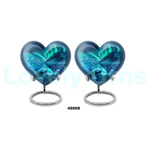 Vente chaude belle urne de crémation de coeur de souvenir d'aurore pour les cendres humaines avec le support et le sac libre de velours - Product Image 2