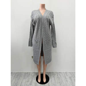 Cárdigan largo de punto para mujer, abrigo de moda casual XL, transpirable, impermeable, teñido, con capucha desmontable de cachemira - Product Image 3