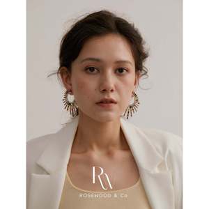 14K Gold Plated Celestial Statement Earring Rainbow Sunburst Chunky Stud Dainty Abstract Geometric Fashion <b>Ring</b> Gold Earring - Product Image 5