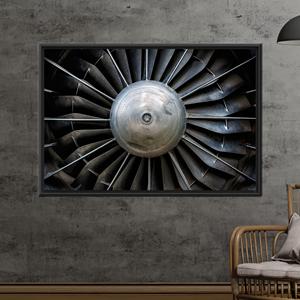 Modern Industrial Turbine Print Canvas Artwork for Office or Garage Decor,1P:Black <b>Framed</b> - Product Image 1