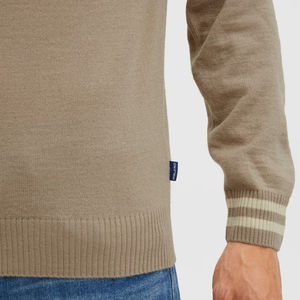 Suéter Navideño para Hombre con Cierre de Cremallera de un Cuarto, Logotipo Frontal, Transpirable, Informal, para Invierno, Tejido de Lana/Acrílico con Textura Trenzada - Product Image 4